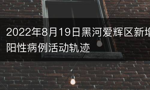 2022年8月19日黑河爱辉区新增阳性病例活动轨迹