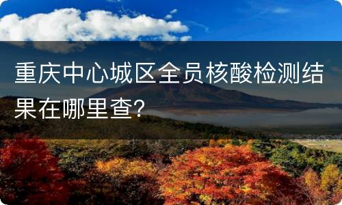 重庆中心城区全员核酸检测结果在哪里查？