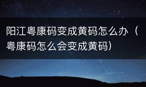 阳江粤康码变成黄码怎么办（粤康码怎么会变成黄码）