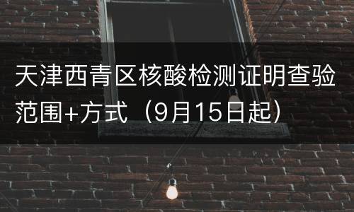 天津西青区核酸检测证明查验范围+方式（9月15日起）