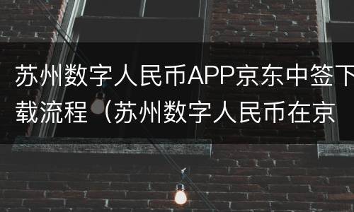 苏州数字人民币APP京东中签下载流程（苏州数字人民币在京东如何使用）