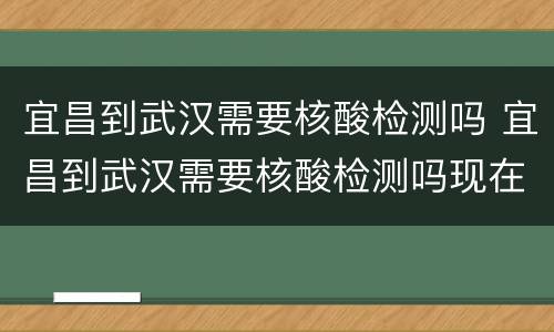 宜昌到武汉需要核酸检测吗 宜昌到武汉需要核酸检测吗现在