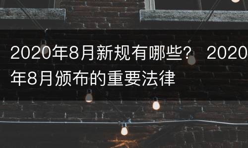 2020年8月新规有哪些？ 2020年8月颁布的重要法律