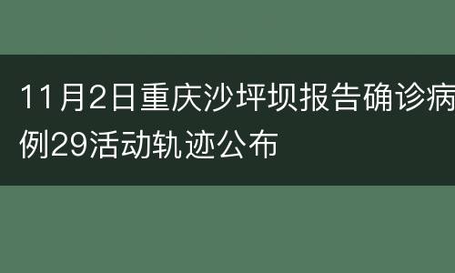 11月2日重庆沙坪坝报告确诊病例29活动轨迹公布