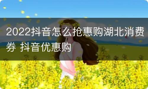 2022抖音怎么抢惠购湖北消费券 抖音优惠购