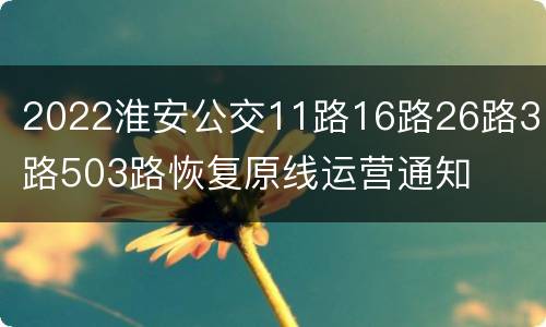 2022淮安公交11路16路26路31路503路恢复原线运营通知