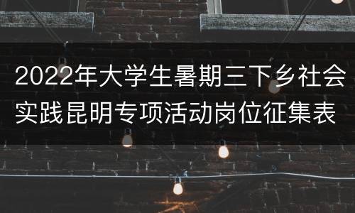 2022年大学生暑期三下乡社会实践昆明专项活动岗位征集表在哪下载