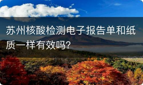 苏州核酸检测电子报告单和纸质一样有效吗？