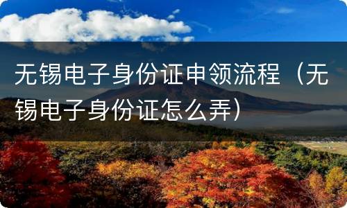无锡电子身份证申领流程（无锡电子身份证怎么弄）