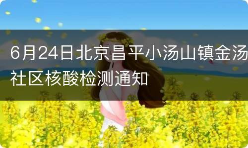 6月24日北京昌平小汤山镇金汤社区核酸检测通知