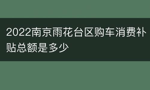 2022南京雨花台区购车消费补贴总额是多少