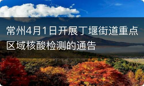 常州4月1日开展丁堰街道重点区域核酸检测的通告