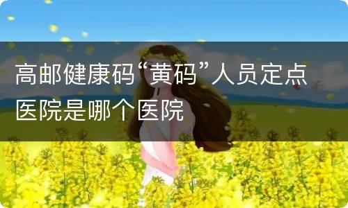 高邮健康码“黄码”人员定点医院是哪个医院