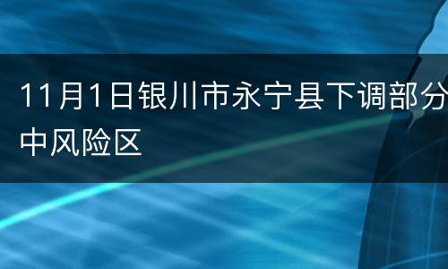 11月1日银川市永宁县下调部分中风险区