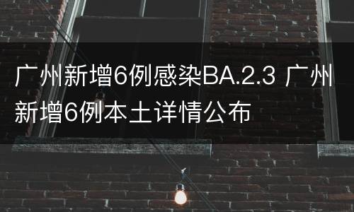 广州新增6例感染BA.2.3 广州新增6例本土详情公布