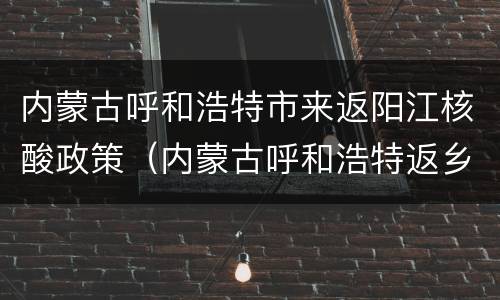 内蒙古呼和浩特市来返阳江核酸政策（内蒙古呼和浩特返乡要求）