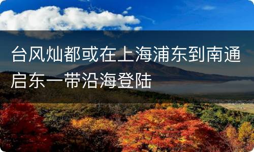 台风灿都或在上海浦东到南通启东一带沿海登陆