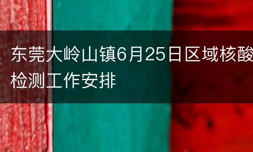 东莞大岭山镇6月25日区域核酸检测工作安排