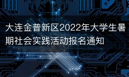 大连金普新区2022年大学生暑期社会实践活动报名通知