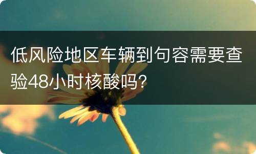 低风险地区车辆到句容需要查验48小时核酸吗？