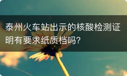 泰州火车站出示的核酸检测证明有要求纸质档吗？