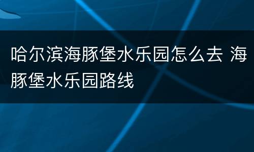 哈尔滨海豚堡水乐园怎么去 海豚堡水乐园路线