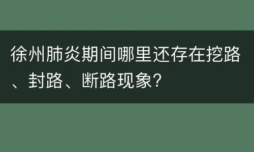 徐州肺炎期间哪里还存在挖路、封路、断路现象?