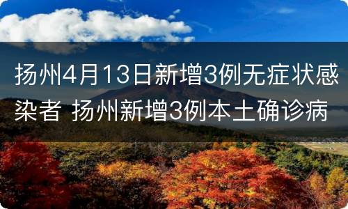 扬州4月13日新增3例无症状感染者 扬州新增3例本土确诊病例,详情公布