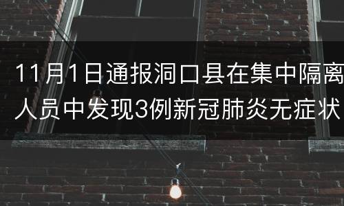 11月1日通报洞口县在集中隔离人员中发现3例新冠肺炎无症状感染者