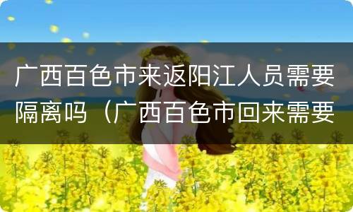 广西百色市来返阳江人员需要隔离吗（广西百色市回来需要隔离吗）
