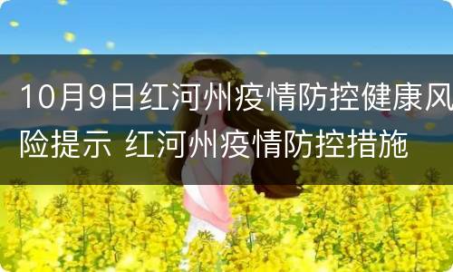10月9日红河州疫情防控健康风险提示 红河州疫情防控措施