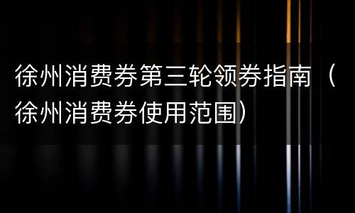 徐州消费券第三轮领券指南（徐州消费券使用范围）