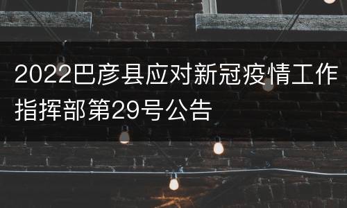 2022巴彦县应对新冠疫情工作指挥部第29号公告