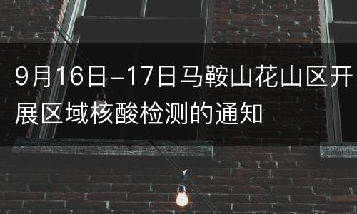 9月16日-17日马鞍山花山区开展区域核酸检测的通知