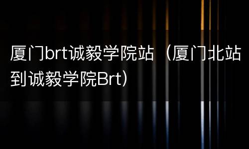 厦门brt诚毅学院站（厦门北站到诚毅学院Brt）