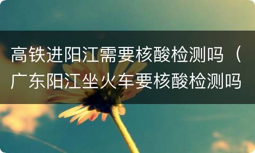 高铁进阳江需要核酸检测吗（广东阳江坐火车要核酸检测吗）