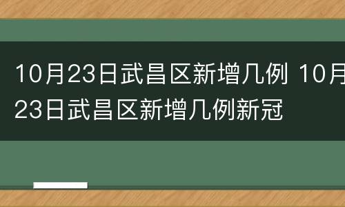 10月23日武昌区新增几例 10月23日武昌区新增几例新冠