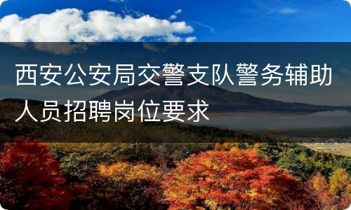 西安公安局交警支队警务辅助人员招聘岗位要求