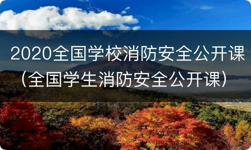 2020全国学校消防安全公开课（全国学生消防安全公开课）