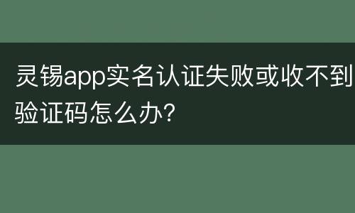灵锡app实名认证失败或收不到验证码怎么办？