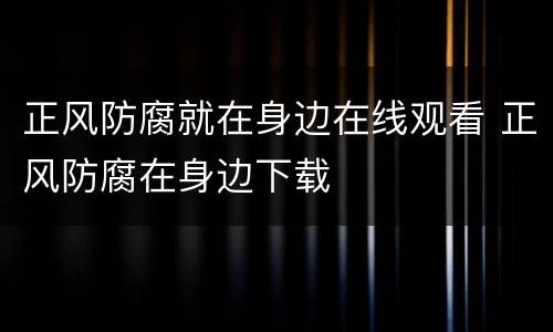 正风防腐就在身边在线观看 正风防腐在身边下载