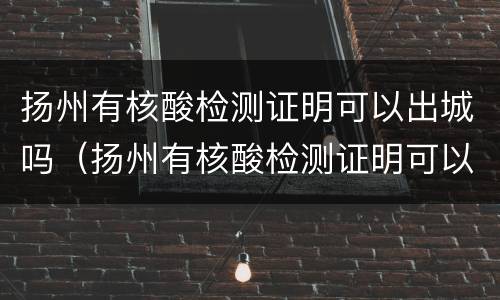 扬州有核酸检测证明可以出城吗（扬州有核酸检测证明可以出城吗今天）