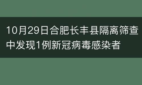 10月29日合肥长丰县隔离筛查中发现1例新冠病毒感染者