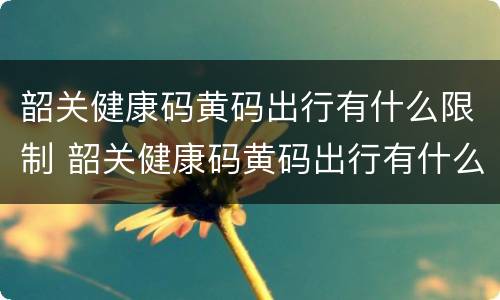 韶关健康码黄码出行有什么限制 韶关健康码黄码出行有什么限制嘛