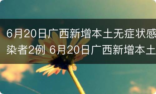 6月20日广西新增本土无症状感染者2例 6月20日广西新增本土无症状感染者2例