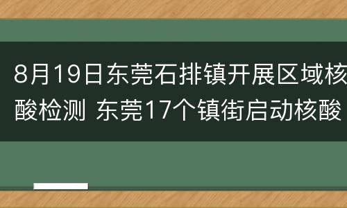 8月19日东莞石排镇开展区域核酸检测 东莞17个镇街启动核酸检测筛查