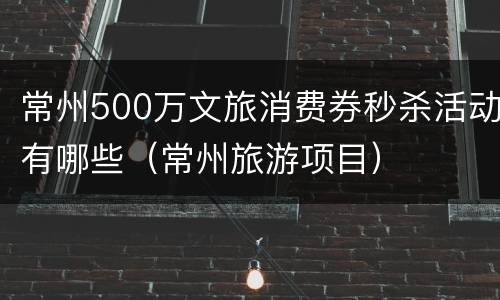 常州500万文旅消费券秒杀活动有哪些（常州旅游项目）