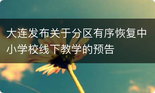 大连发布关于分区有序恢复中小学校线下教学的预告