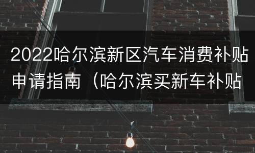 2022哈尔滨新区汽车消费补贴申请指南（哈尔滨买新车补贴）