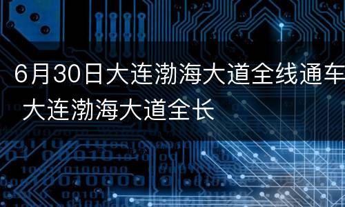 6月30日大连渤海大道全线通车 大连渤海大道全长
